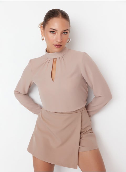 Stone High Collar Woven Blouse TWOAW20BZ0462