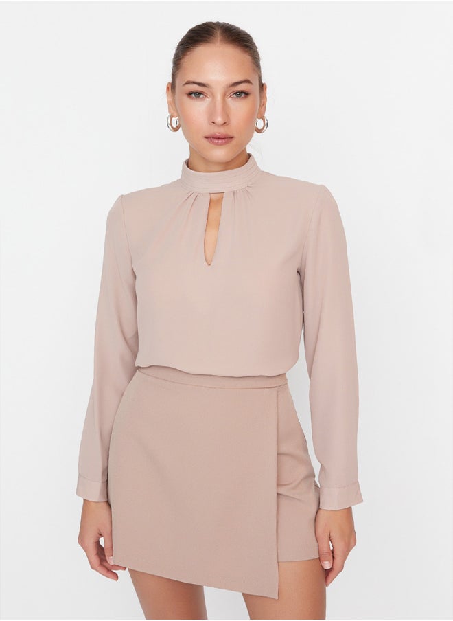 Stone High Collar Woven Blouse TWOAW20BZ0462