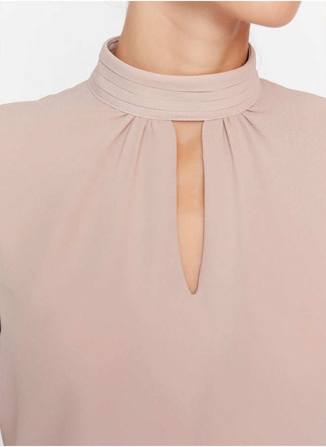 Stone High Collar Woven Blouse TWOAW20BZ0462