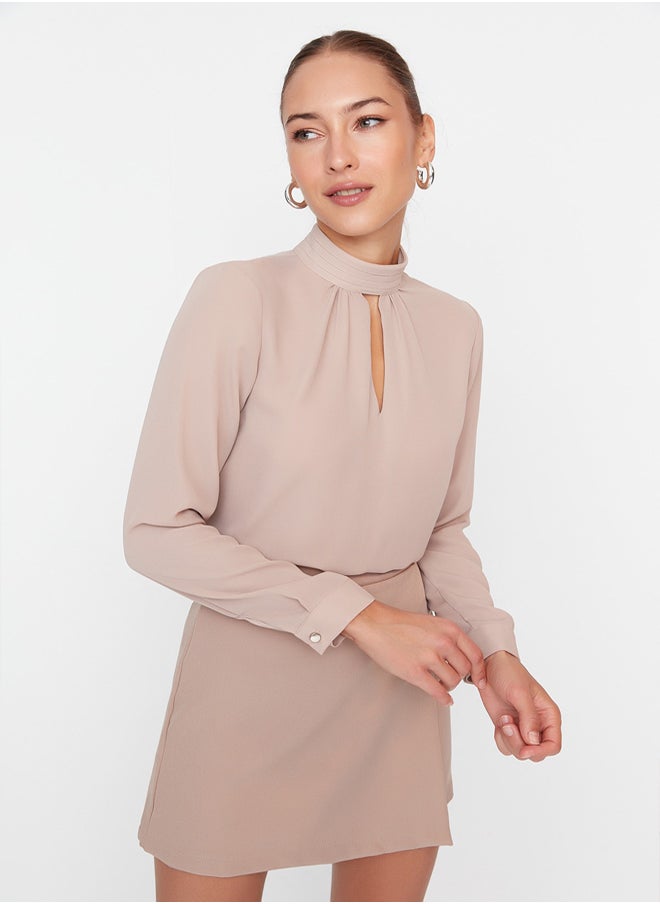 Stone High Collar Woven Blouse TWOAW20BZ0462