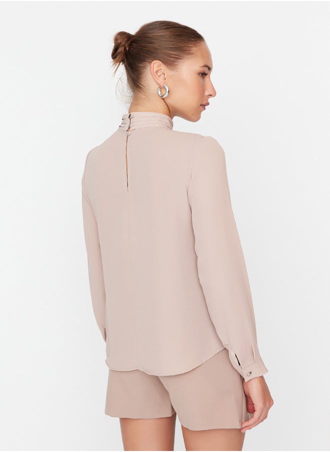 Stone High Collar Woven Blouse TWOAW20BZ0462