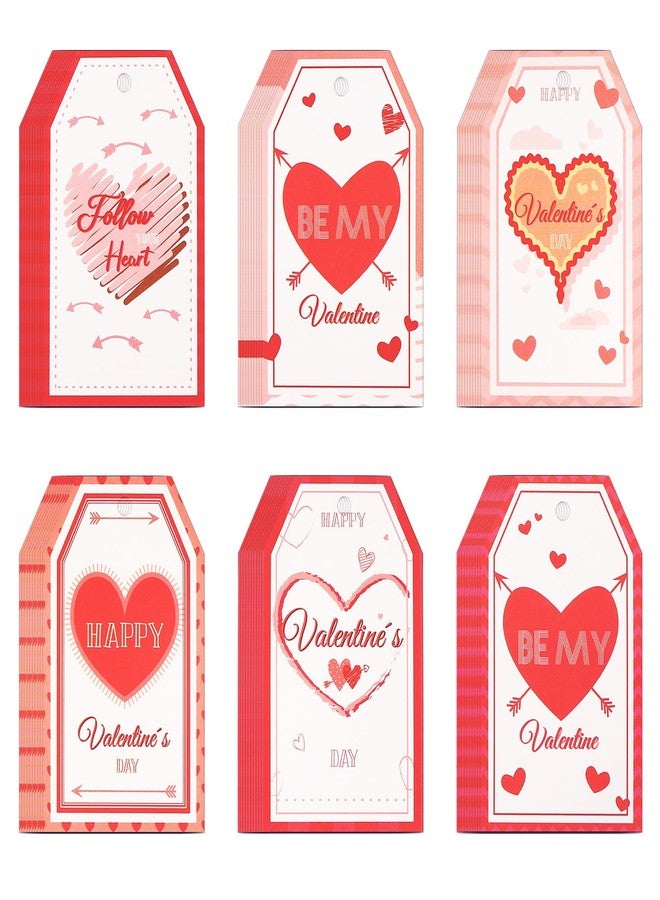 Konsait Valentines Day Gift Tags, 60 Pack Lovely Heart Valentines Tags with String, Valentine's Day Gift Wrapping Accessories & Labels, DIY Crafts - Image 1