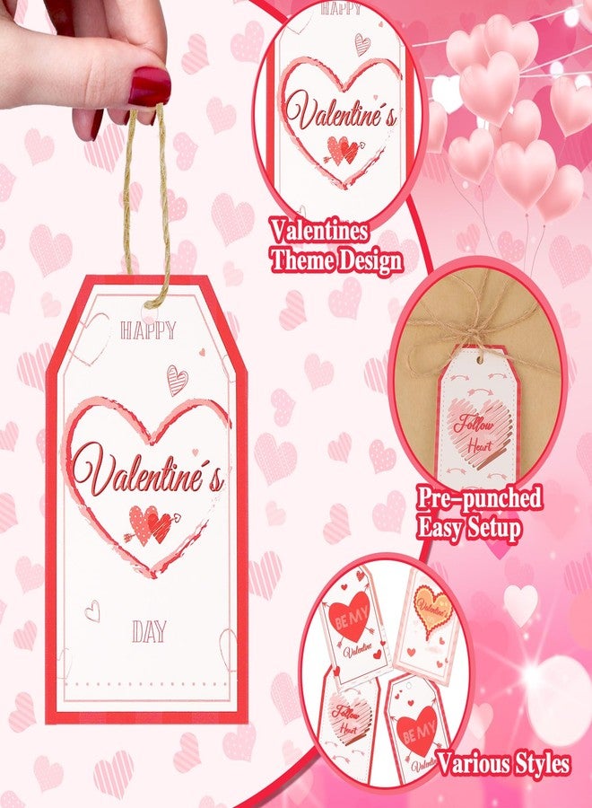 Konsait Valentines Day Gift Tags, 60 Pack Lovely Heart Valentines Tags with String, Valentine's Day Gift Wrapping Accessories & Labels, DIY Crafts - Image 3