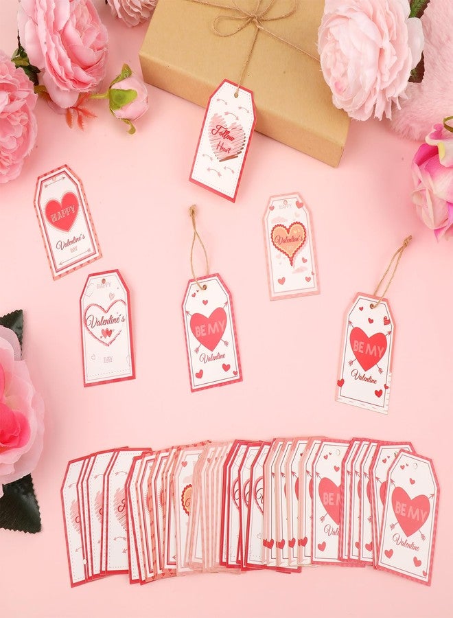 Konsait Valentines Day Gift Tags, 60 Pack Lovely Heart Valentines Tags with String, Valentine's Day Gift Wrapping Accessories & Labels, DIY Crafts - Image 4