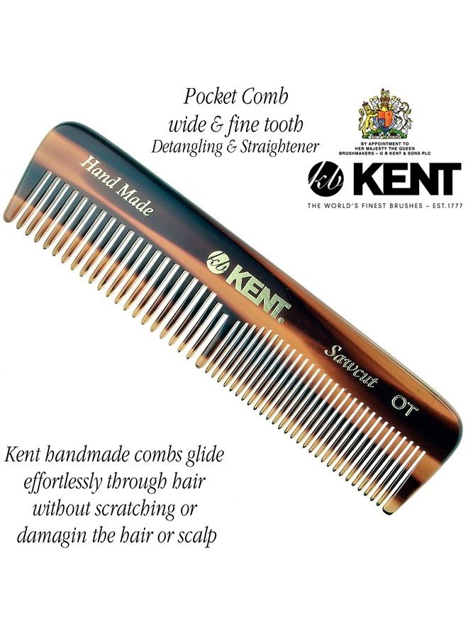Kent A OT Small Double Tooth Hair Pocket Comb, Fine/Wide Tooth Comb For Hair, Beard and Mustache, Coarse/Fine Hair Grooming Comb for Men, Women and Kids. Saw Cut Hand Polished. Handmade in England - Image 3