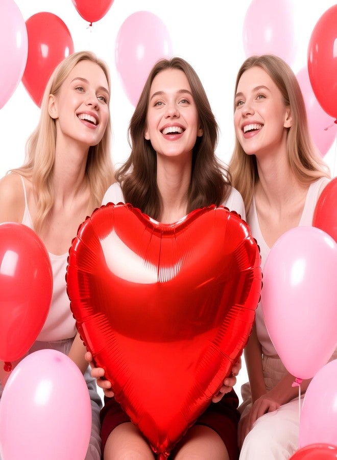 بالونات قلب عملاقة مقاس 32 بوصة، 6 قطع من بالونات فويل على شكل قلب، بالون حب، بالون عيد الحب لحفلات أعياد الميلاد، حفلات الزفاف، حفلات الخطوبة، حفلات استقبال المولود، زينة عيد الحب (أحمر) - Image 3