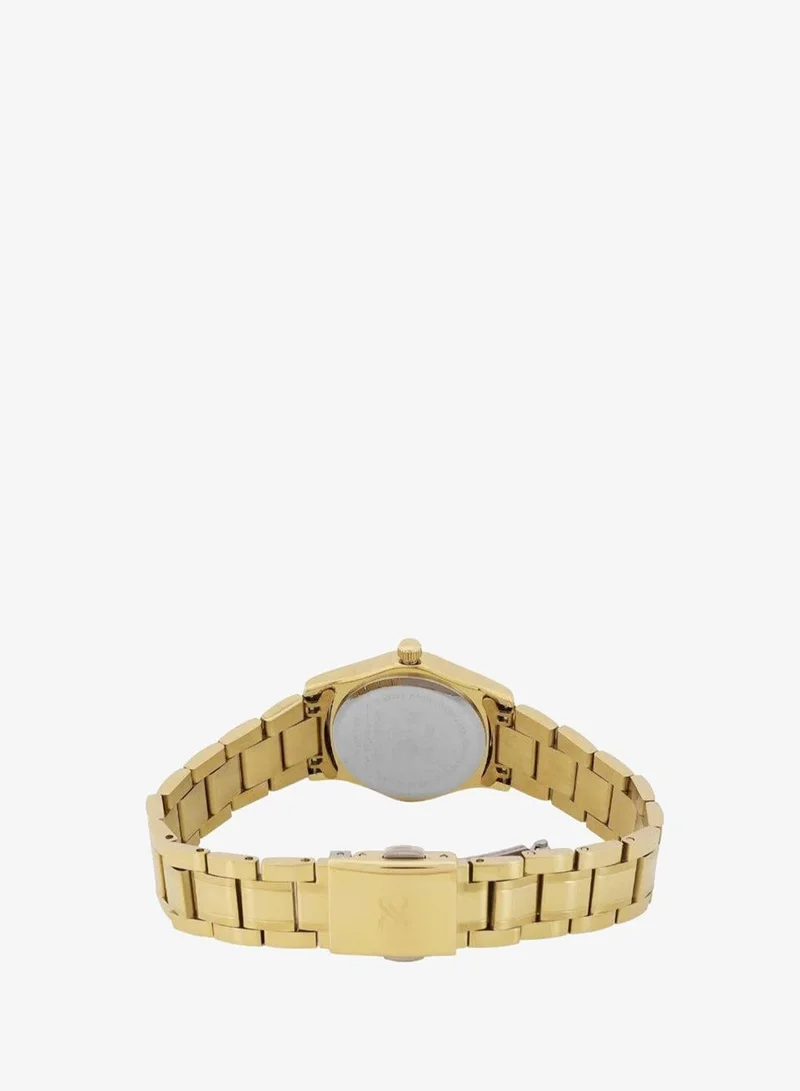 Daniel Klein Women's Stainless Steel Gold Alloy Case Analog Silver Round Emboss Dial Japanese Quartz Premium 30 Meters Water Resistant