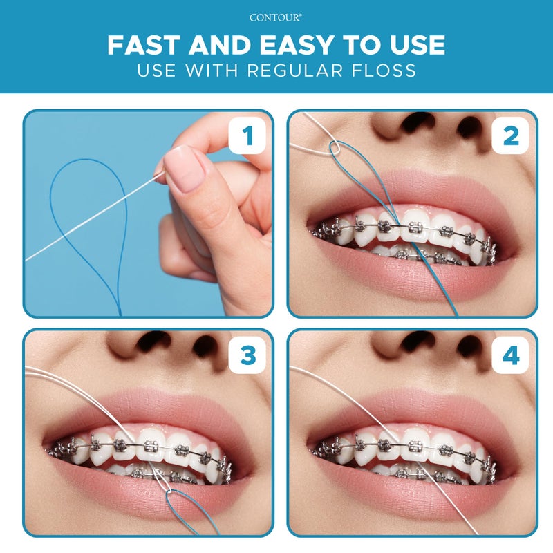 CONTOUR Dental Floss Threaders- 4 Pack - 200 Count Braces Flossers, Designed for Braces, Bridges & Implants, Quick & Easy Flossing Solution - Image 4
