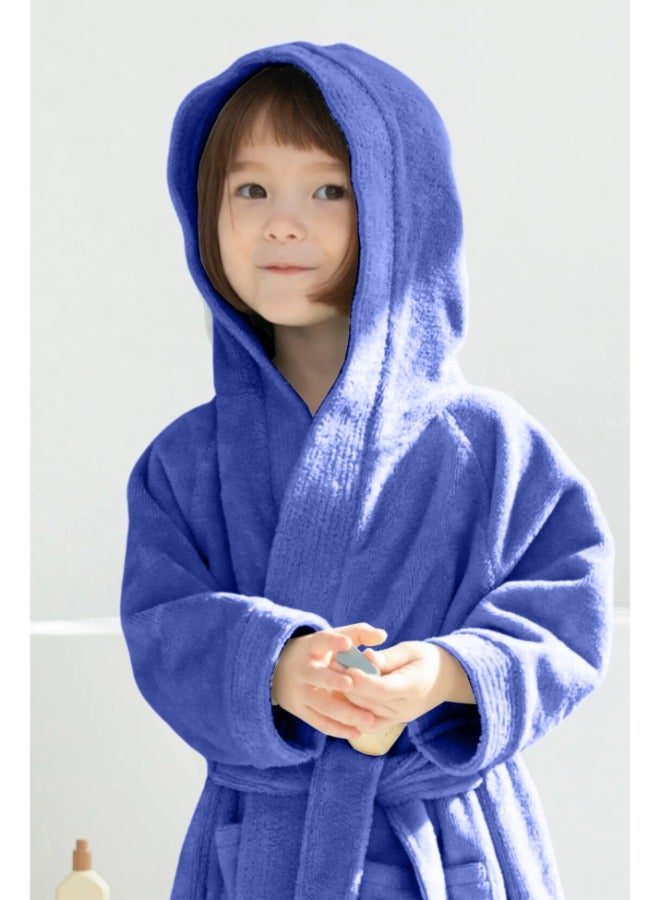 Daffodil (Navy Blue) Premium 6 yr Kids Hooded Bathrobe 100% Terry Cotton, Highly Absorbent and Quick dry, Hotel and Spa Quality Bathrobe for Boy and Girl-400 Gsm