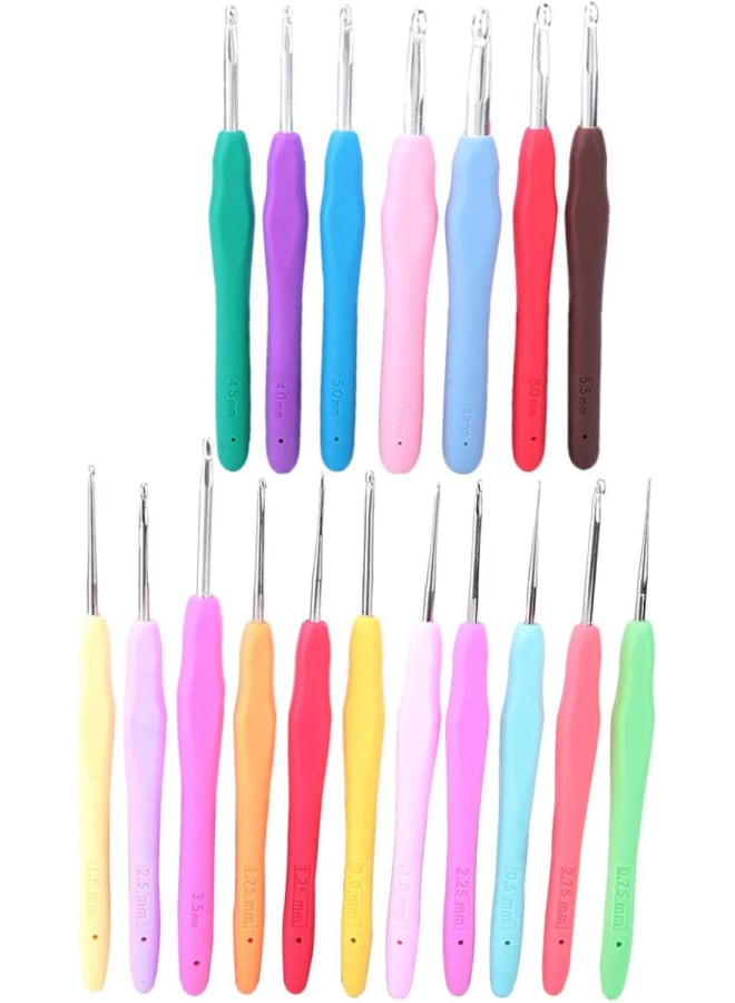 Crochet Hooks Set, 18PCS 0.5-8mm Ergonomic Crochet Hooks Soft Grip Handles Yarn Knitting Needles Kit for Arthritic Hands DIY Sewing Accessories - Image 1
