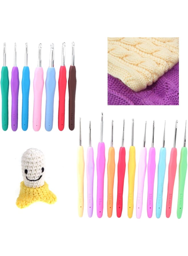 Crochet Hooks Set, 18PCS 0.5-8mm Ergonomic Crochet Hooks Soft Grip Handles Yarn Knitting Needles Kit for Arthritic Hands DIY Sewing Accessories - Image 4