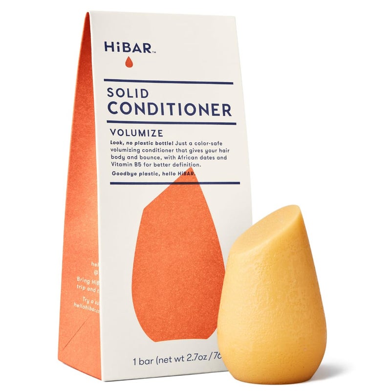HiBAR Volumize Conditioner Bar For Thin Flat Hair Add Body Definition Volume With African Dates Vitamin B5 PlasticFree Soap Paraben SulfateFree Color Safe Vegan 1 Solid Bar