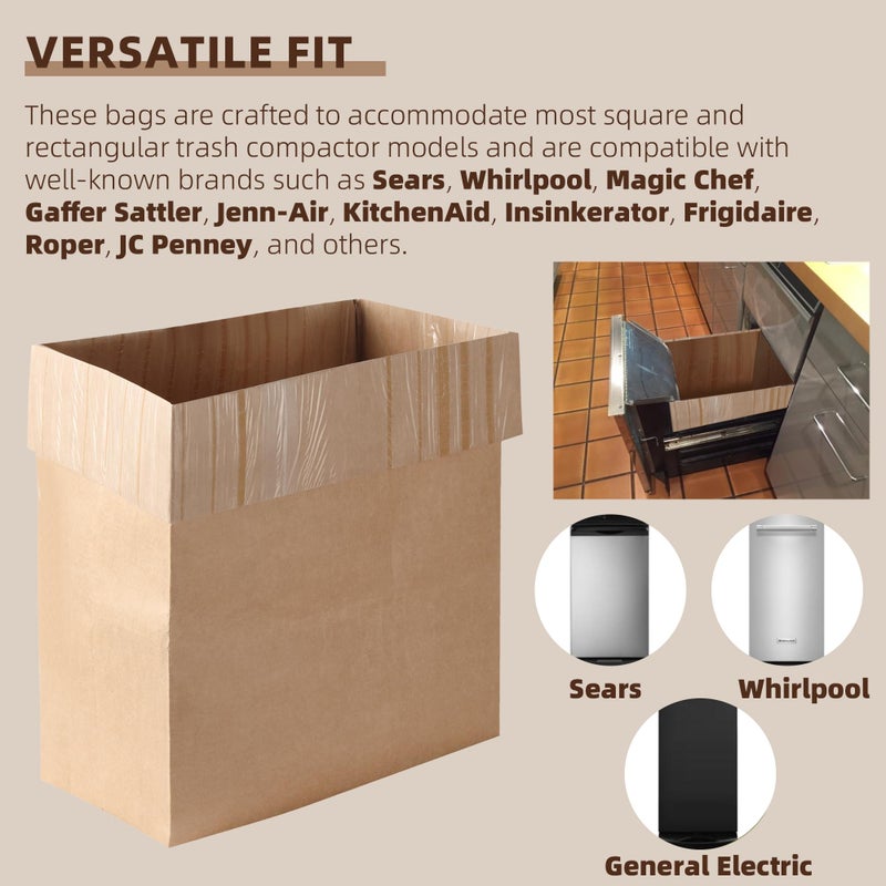 Calvana (20-Pack) Calvana Super Strong Compactor Bags, Heavy-Duty Kitchen Paper Trash Bags with Leak Proof Plastic Liner, Reinforced Bottom, Fits GE Model Compactors with Rectangular Containers - Image 3