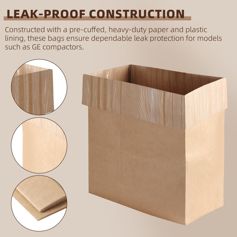 Calvana (20-Pack) Calvana Super Strong Compactor Bags, Heavy-Duty Kitchen Paper Trash Bags with Leak Proof Plastic Liner, Reinforced Bottom, Fits GE Model Compactors with Rectangular Containers - Image 5
