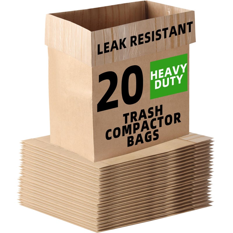 Calvana (20-Pack) Calvana Super Strong Compactor Bags, Heavy-Duty Kitchen Paper Trash Bags with Leak Proof Plastic Liner, Reinforced Bottom, Fits GE Model Compactors with Rectangular Containers - Image 1