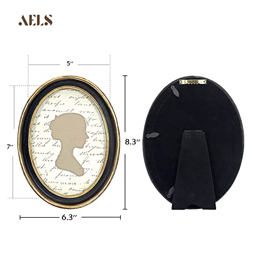 AELS 5x7 Inch Vintage Picture Frame, Elegant Antique Photo Frames with Glass Front, Photo Display, Tabletop Wall Hanging, Gift Ideas, Black Oval with Gold Trim - Image 2