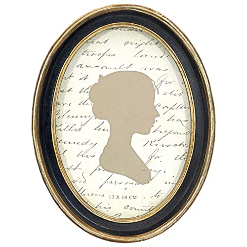 AELS 5x7 Inch Vintage Picture Frame, Elegant Antique Photo Frames with Glass Front, Photo Display, Tabletop Wall Hanging, Gift Ideas, Black Oval with Gold Trim - Image 1