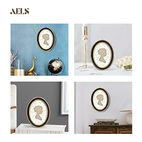 AELS 5x7 Inch Vintage Picture Frame, Elegant Antique Photo Frames with Glass Front, Photo Display, Tabletop Wall Hanging, Gift Ideas, Black Oval with Gold Trim - Image 4