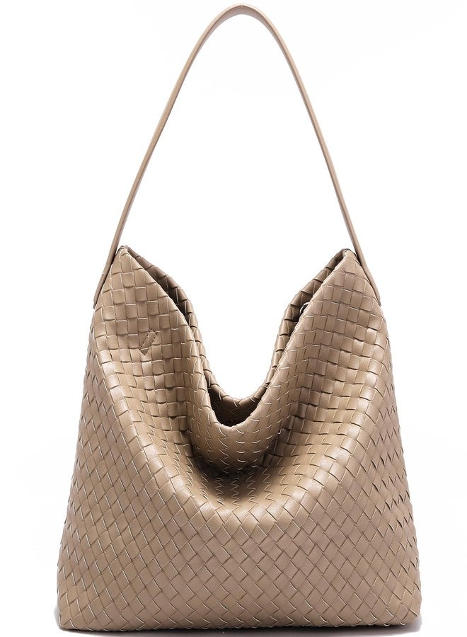 Sumrains Woven Tote Womens Shoulder Handbags: Vegan Leather Crossbody Bag - Elegant Satchel Purse for Travel - Daily Bucket Bags (Khaki) - Image 1