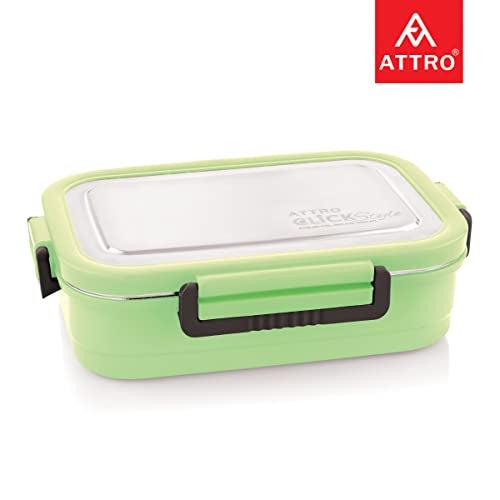 Attro Click Style Stainless Steel Insulated Airtight Leak-Proof Lunch Box for Office, School, Picnic, 800 Ml - Green - Image 3