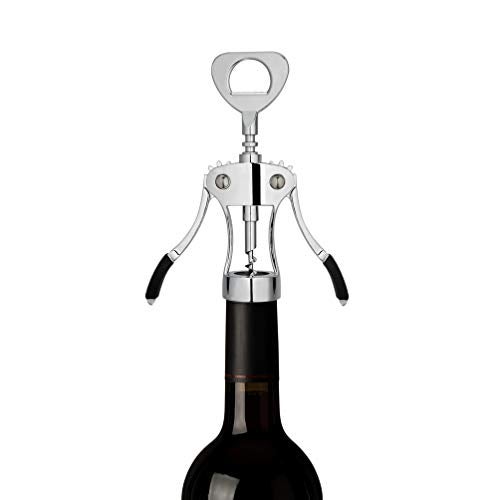 True Spiral Winged Corkscrew Wine Opener, Multi-Purpose Bottle Opener for Beers and Soft Drinks, Stainless Steel with Rubber Grip Wing Handle, for Bartenders, Home Bar, Kitchen, Restaurant, Silver - Image 2