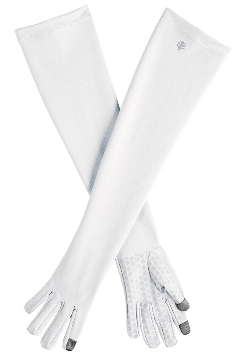 Coolibar UPF 50+ Men's Women's Culebra UV Long Sun Gloves - Sun Protective (Medium- White) - Image 3
