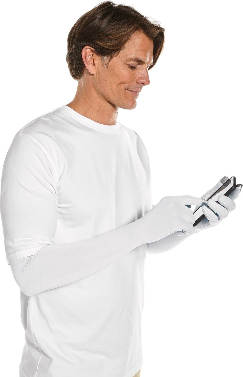 Coolibar UPF 50+ Men's Women's Culebra UV Long Sun Gloves - Sun Protective (Medium- White) - Image 4