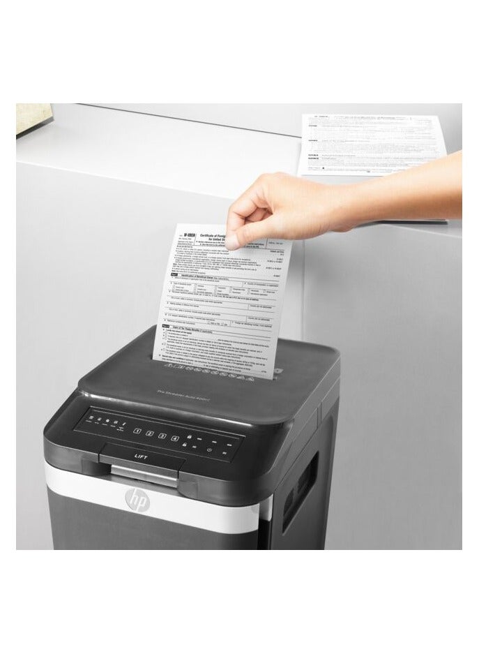 HP Pro Shredder Auto 400MC Office Paper Shredder Machine, P-4 Security, Micro Cut, 400 Sheets, 53L Bin - 2823 Black - Image 4