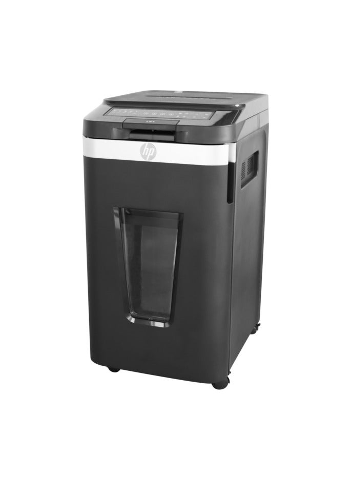 HP Pro Shredder Auto 400MC Office Paper Shredder Machine, P-4 Security, Micro Cut, 400 Sheets, 53L Bin - 2823 Black - Image 1