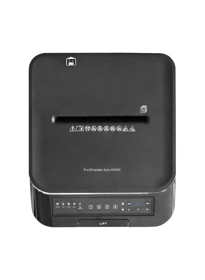 HP Pro Shredder Auto 400MC Office Paper Shredder Machine, P-4 Security, Micro Cut, 400 Sheets, 53L Bin - 2823 Black - Image 3