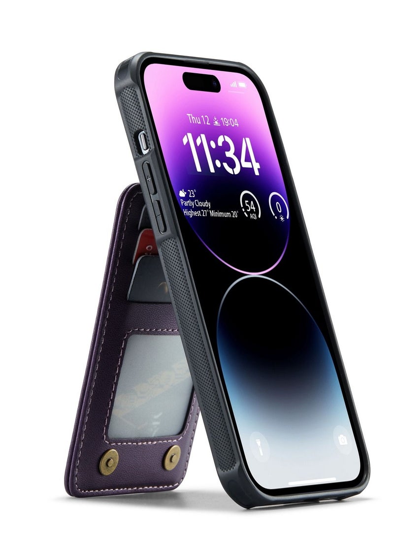 Suteni Back Cover Card Slots Leather Phone Case for iPhone - Image 2