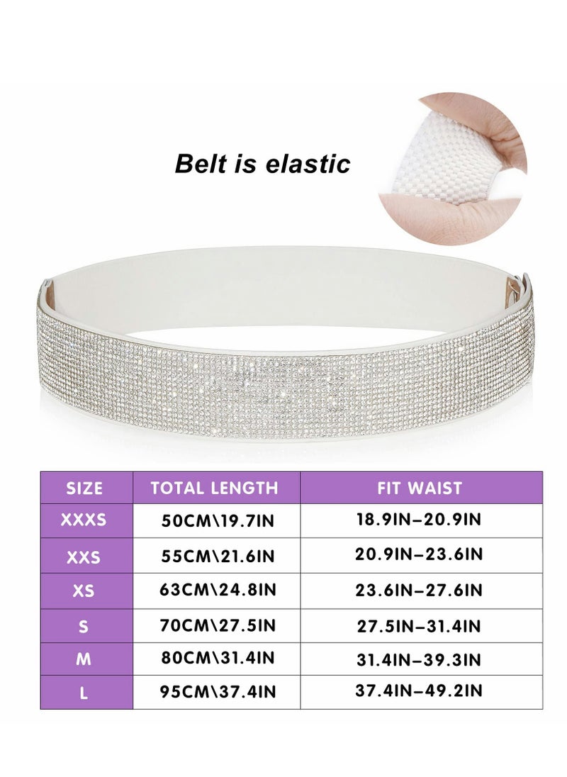 Excefore - Rhinestone Elastic PU Leather Belt Shiny Crystal Stretch Waist Belt Wide Waist Band for Women Dress - Image 1