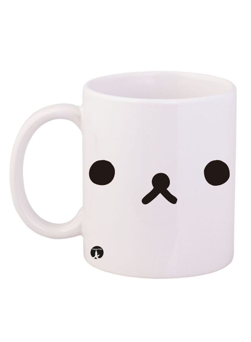 A Bear Face Printed Mug White/Black 12ounce