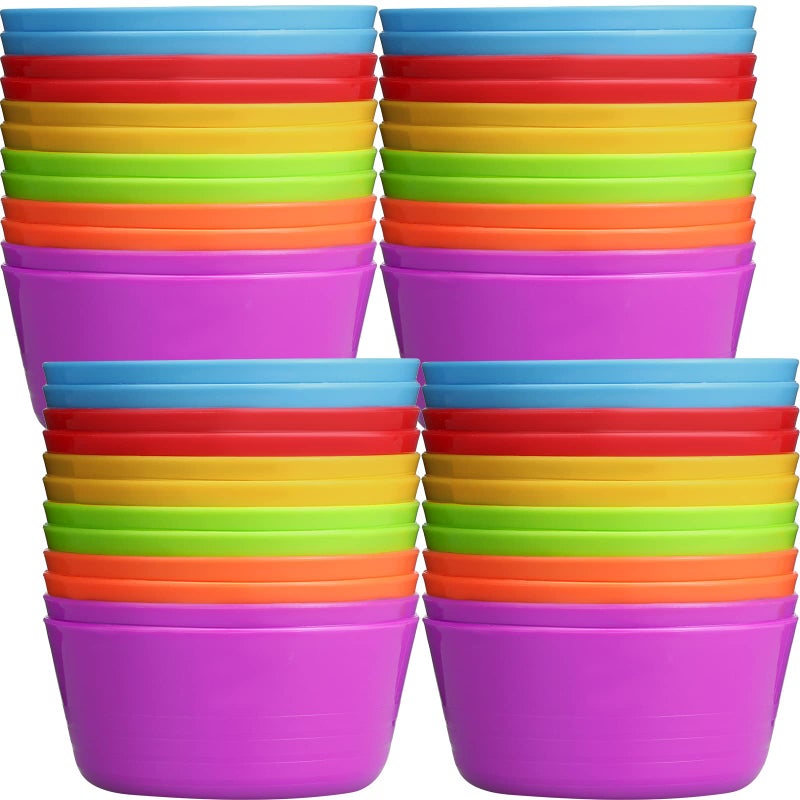 Foaincore Foaincore 24 Pcs Kids Plastic Bowls 10 oz Cereal Snack Microwave Dishwasher Safe Toddler Bowls Kids Colorful Snack Children Salad Dessert Soup Supplies 6 Color 