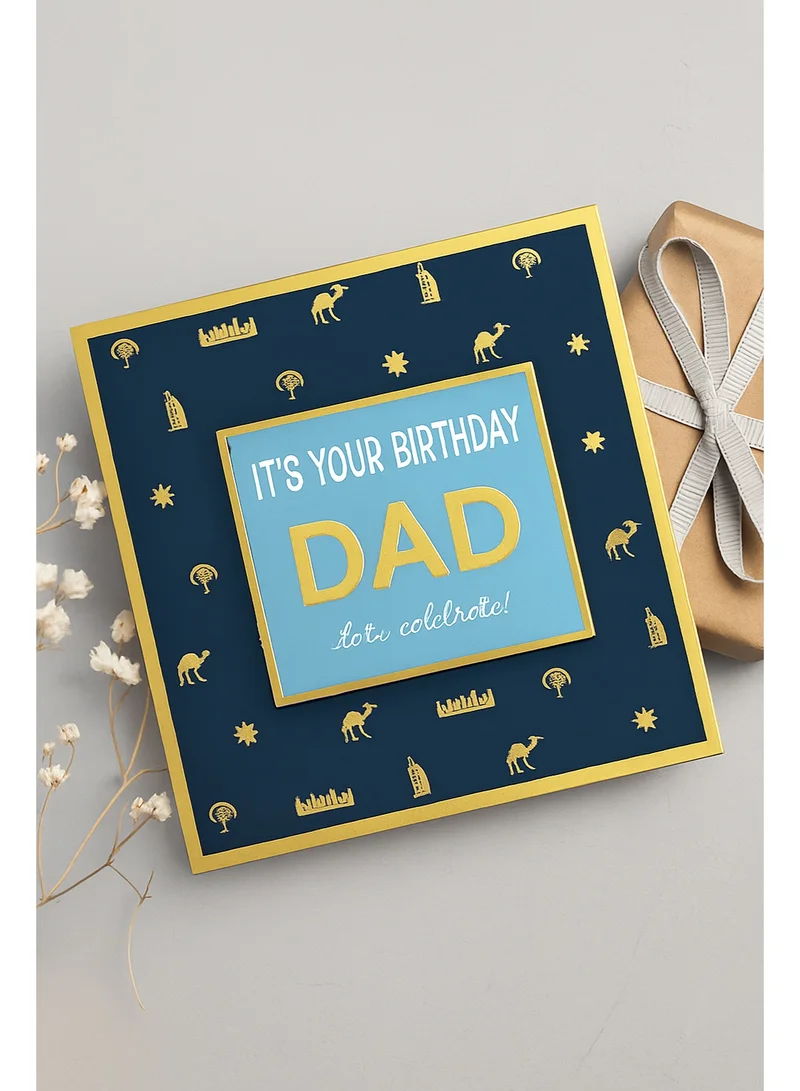 Share the Love Happy Birthday Dad Gold Foil Greeting Card – Elegant Luxury Card with Shiny Foil Design, Perfect Birthday Card for Father & Special Occasions