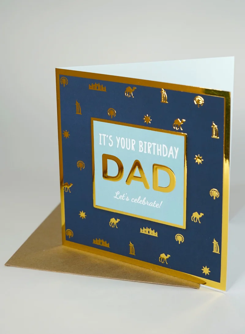 Share the Love Happy Birthday Dad Gold Foil Greeting Card – Elegant Luxury Card with Shiny Foil Design, Perfect Birthday Card for Father & Special Occasions