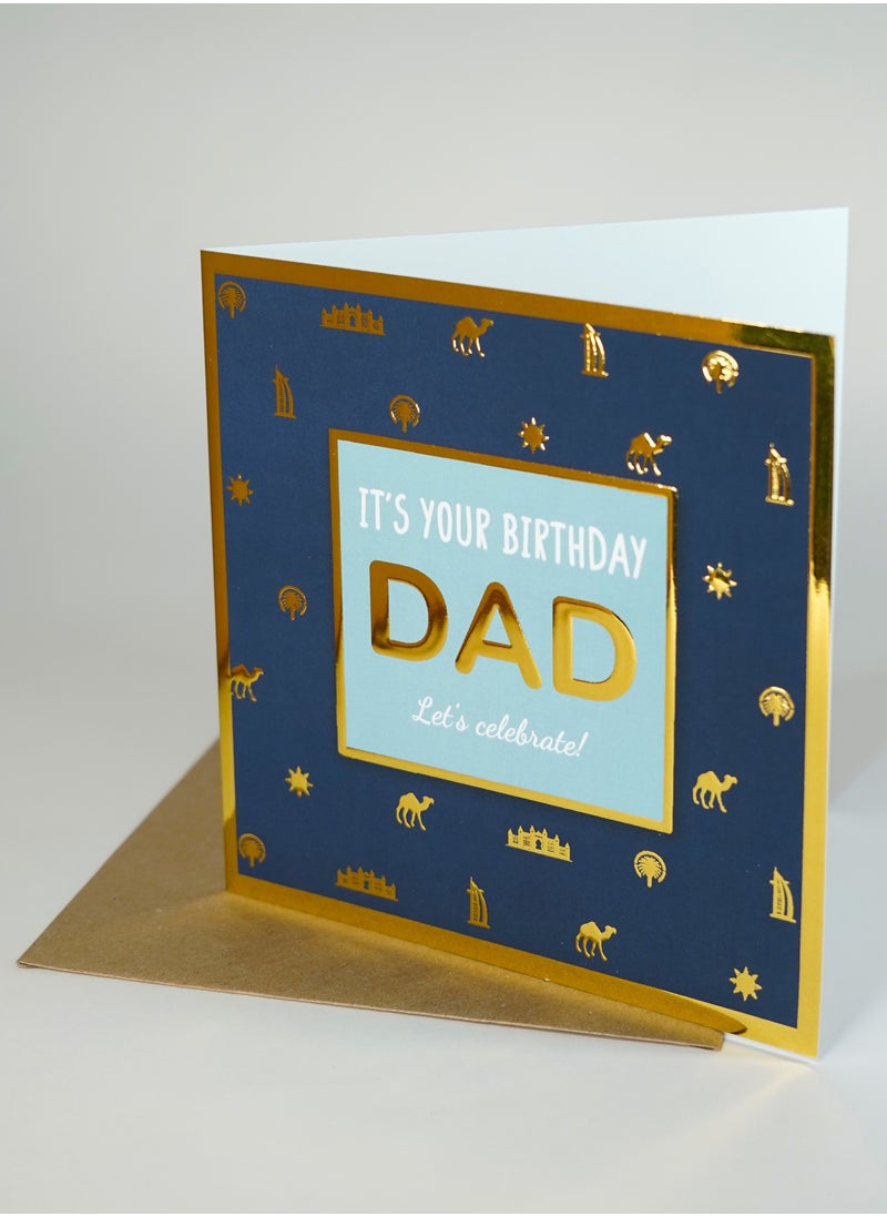 Share the Love Happy Birthday Dad - Gold Foil Greeting Card  - Image 1