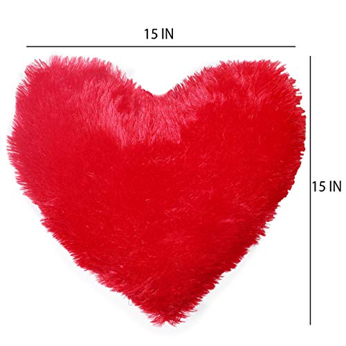 Next Bazaar Valentine Gift Red & Golden Rose, Red Fur Cushion with filler (15 x 15) and Heart shape greeting card - Image 2