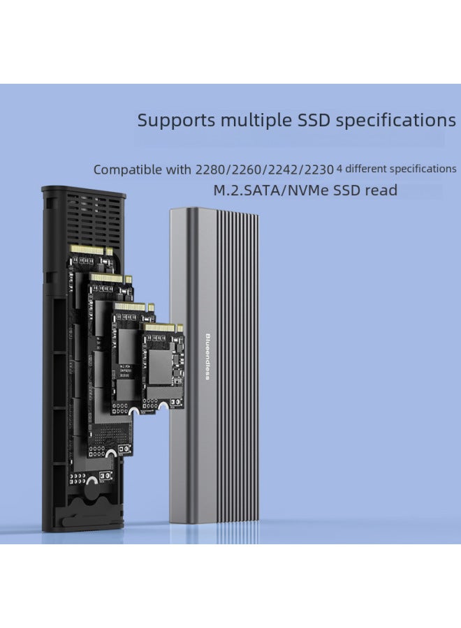 Dual Protocol M2 SSD Reader Box NVMe/SATA Universal Solid State External Hard Drive Enclosure For Computers High Speed USB3.1-Color:Dual With C To USB Cable  - Image 3