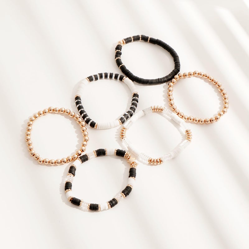 GOOJIDS Surfer Heishi Clay Bead Bracelets for Women Bohemian Stackable Gold Plated Beaded Stretch Bracelets Elastic Layering Friendship Bracelets Set Boho Jewelry - Image 2