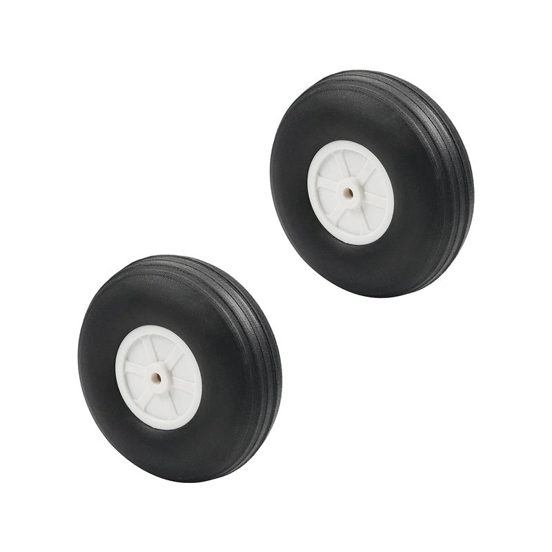 Fielect 3 inch RC Model Airplane Super Light Sponge Tire Tail Wheel Tire and Wheel Sets for RC Car Airplane PU Sponge Tire with Plastic Hub 2 Pcs - Image 1