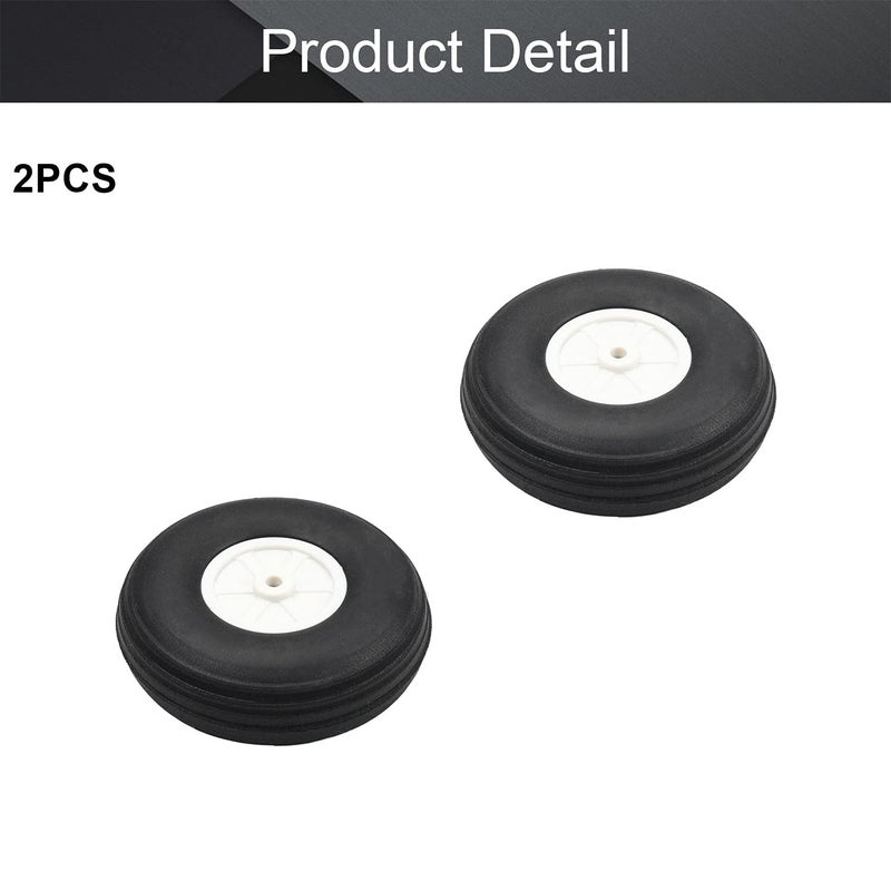 Fielect 3 inch RC Model Airplane Super Light Sponge Tire Tail Wheel Tire and Wheel Sets for RC Car Airplane PU Sponge Tire with Plastic Hub 2 Pcs - Image 4
