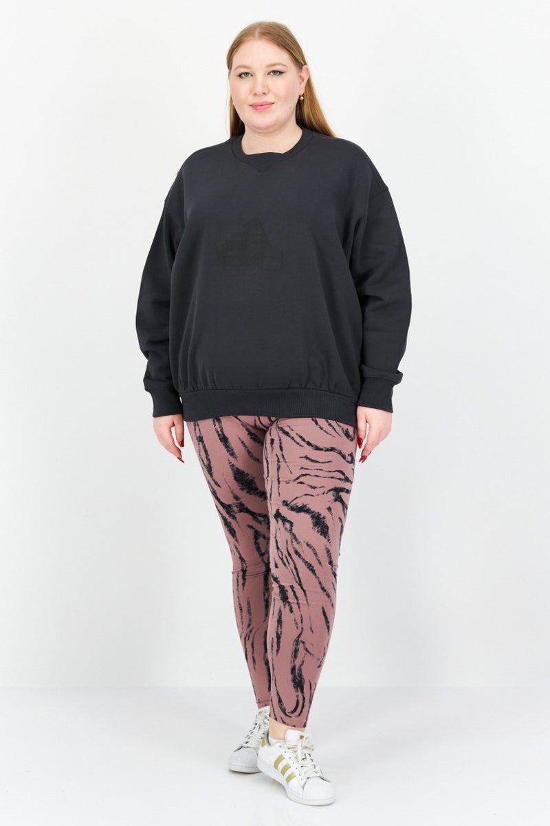 Adidas Women Plus Size Long Sleeve Outdoor Sweatshirts, Dark Grey - Image 3