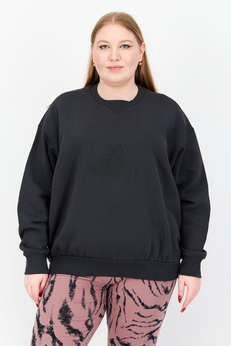 Adidas Women Plus Size Long Sleeve Outdoor Sweatshirts, Dark Grey - Image 1