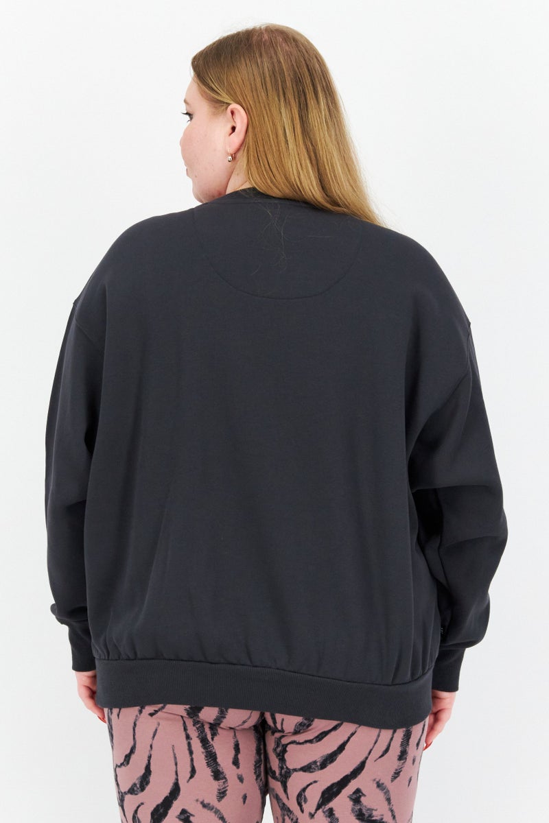 Adidas Women Plus Size Long Sleeve Outdoor Sweatshirts, Dark Grey - Image 2
