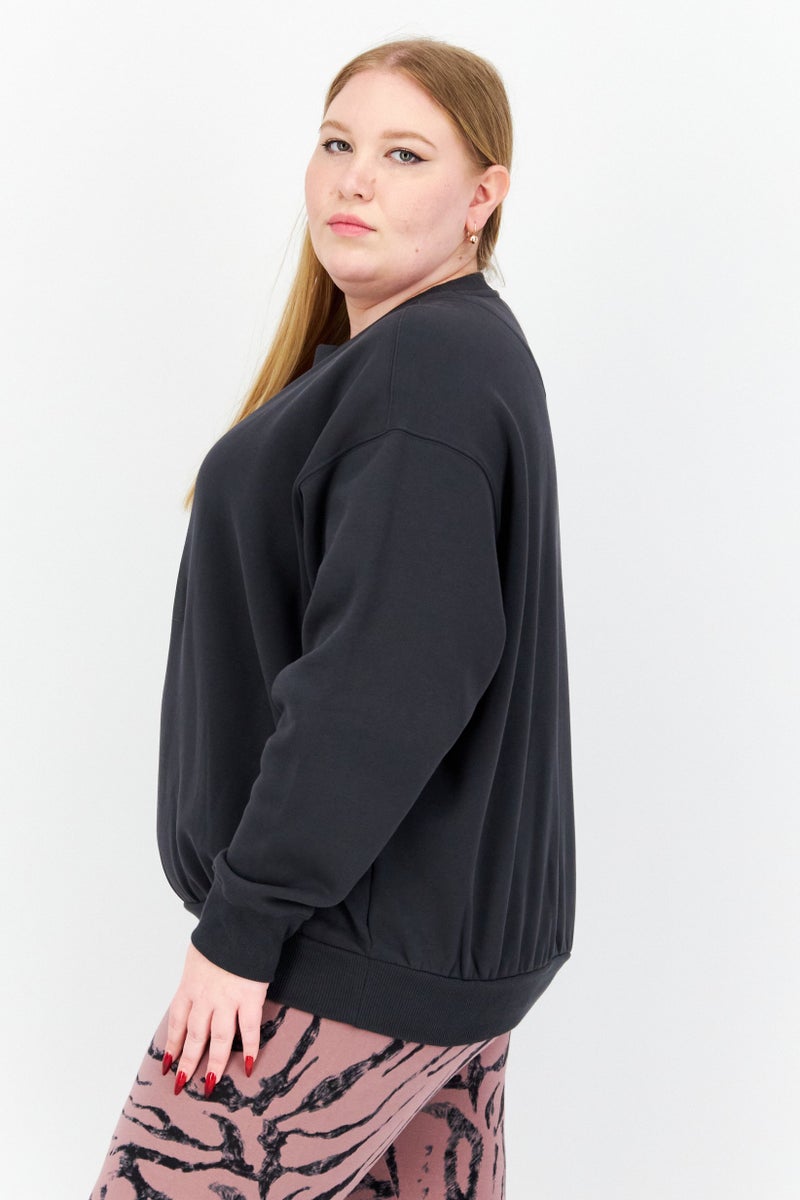 Adidas Women Plus Size Long Sleeve Outdoor Sweatshirts, Dark Grey - Image 4