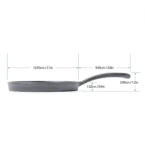 HAWOK Cast Iron Mini Round Griddle-5" Crepe Pan-Pre-Seasoned Skillet Set of 6… - Image 2
