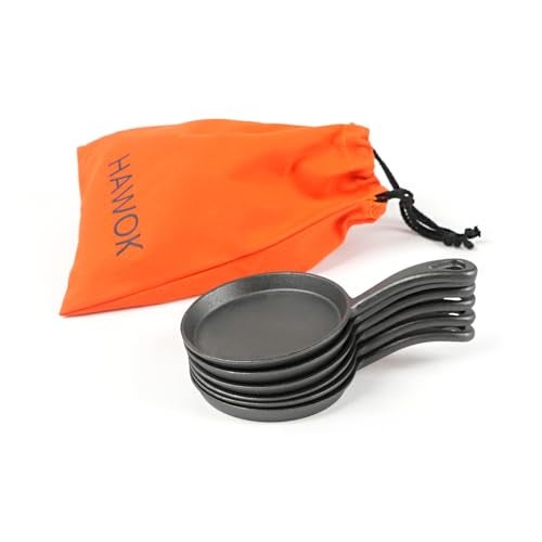 HAWOK Cast Iron Mini Round Griddle-5" Crepe Pan-Pre-Seasoned Skillet Set of 6… - Image 3