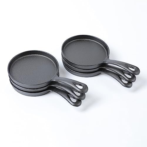 HAWOK Cast Iron Mini Round Griddle-5" Crepe Pan-Pre-Seasoned Skillet Set of 6… - Image 1