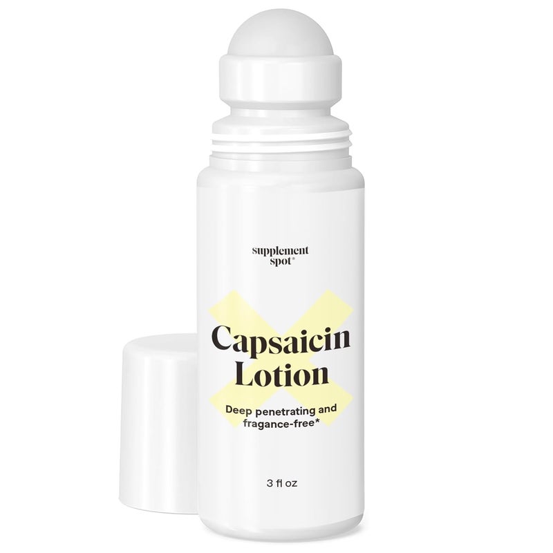 Supplement Spot Capsaicin Lotion  Cream for Muscles  Joints  Deep Penetrating Roll On w0075 Capsaicin Cream  3 oz - Image 1